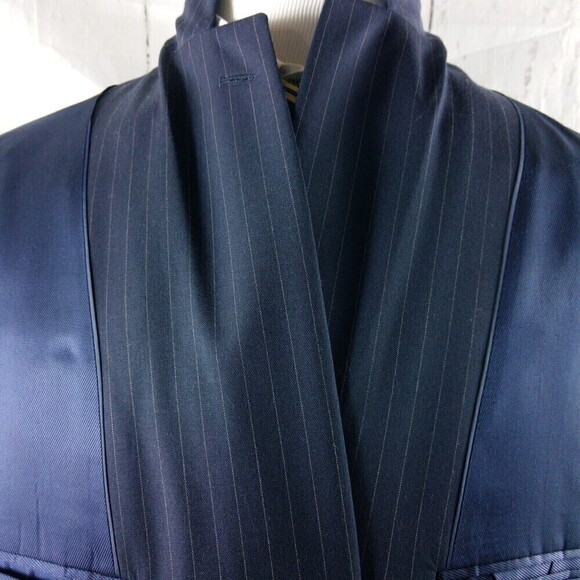 Stafford Tailored Culture Classic Fit 46R Wool 2 Buttn Blue Striped Suit Blazer - Picture 11 of 12